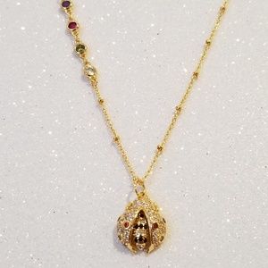 COPY - Rainbow ladybug gold necklace.
